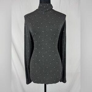 Express Gray Turtleneck Sweater with Crystal Embellishment
